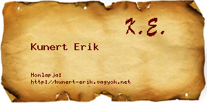 Kunert Erik névjegykártya